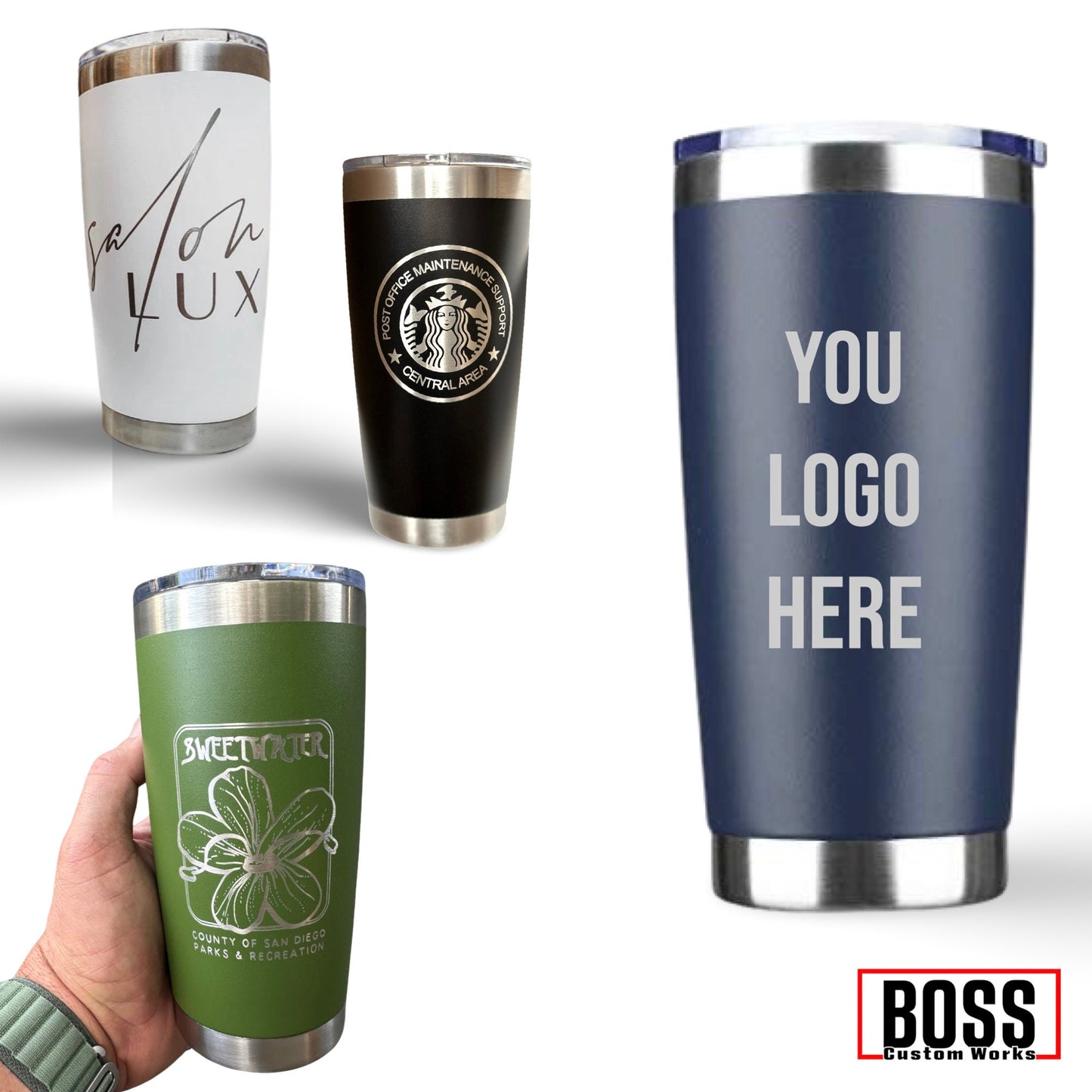 Personalized Engraved 20oz Tumbler, ADD YOUR LOGO, Wholesale Tumblers, Laser Engraved Cup, Cooperate Gift, Powder Coated, Bulk Tumblers.