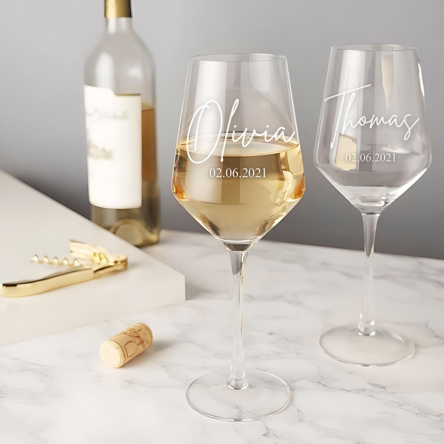 Personalized Engraved Wine Glass, Custom Wedding Gift