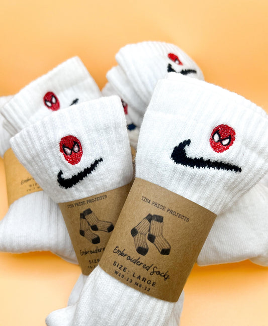 Custom Dri-Fit Nike Socks – Embroidered Spiderman Design – Everyday Cushioned Athletic Socks – Personalized Gift for Men, Women & Youth