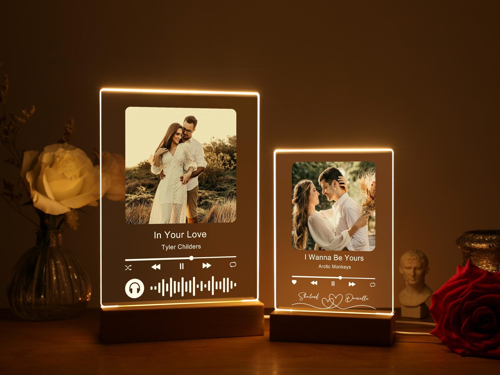 Personalized LED Song Plaque With Stand | Custom Music Night Light | Personalized Music Prints Photo Frame | Gift for Him Boyfriend Bestie