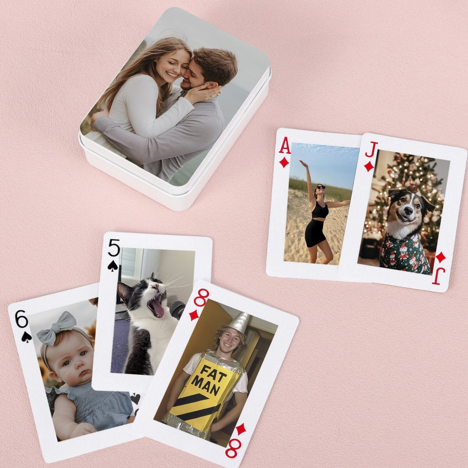 Custom Picture Playing Cards, Deck of Cards for 54 Photos, Custom Deck Box, Family Party Game, Valentine's Day Gift