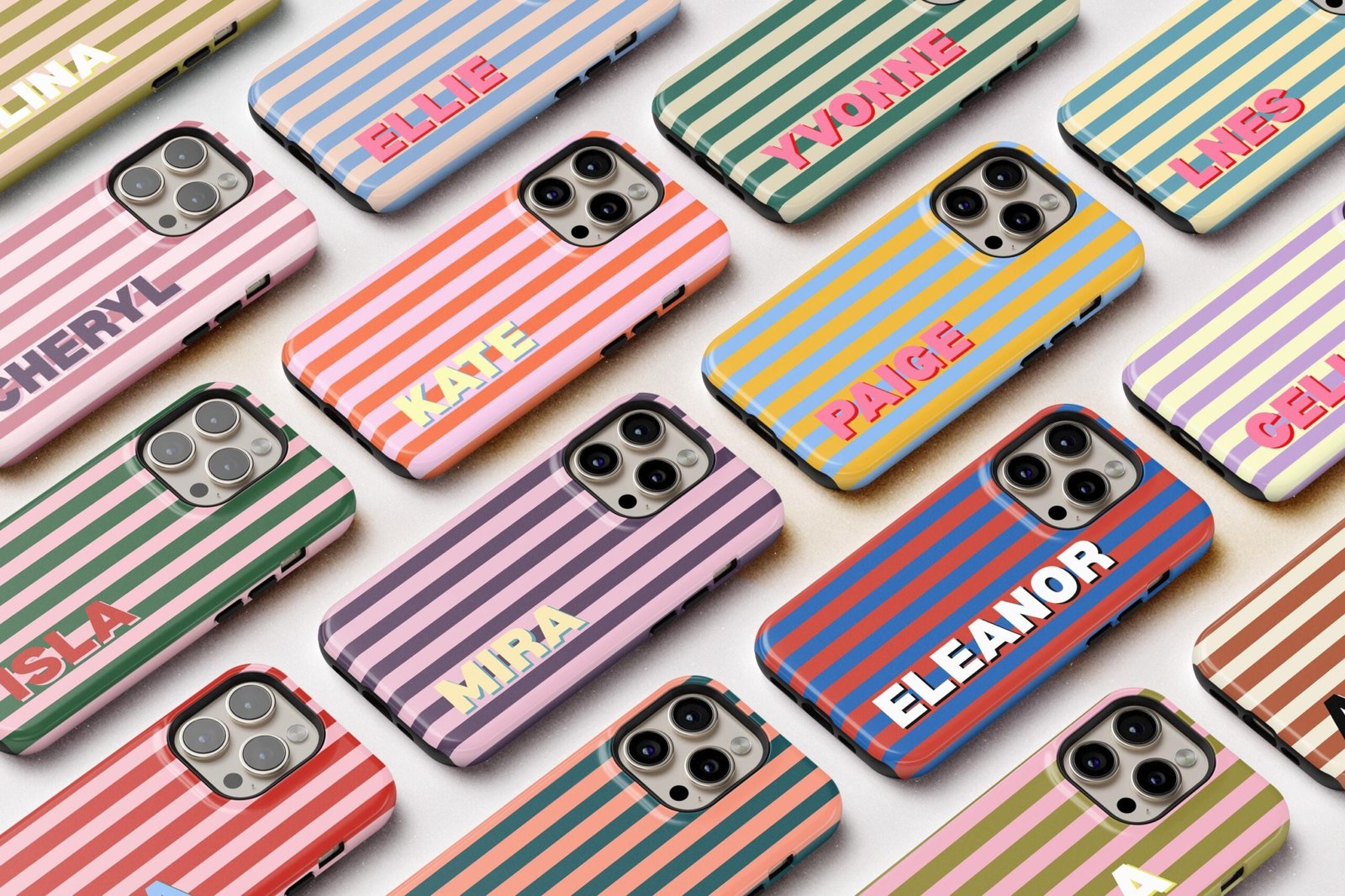 Custom MagSafe Phone Case, Personalized Initials Monogram Striped case for iPhone 17 16 15 14 13 12 Pro Max, Samsung S25 S24 S23 Ultra case